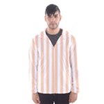 Vertical Stripes - White and Apricot Orange Hooded Wind Breaker (Men)