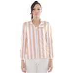 Vertical Stripes - White and Apricot Orange Wind Breaker (Women)