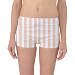 Vertical Stripes - White and Apricot Orange Reversible Boyleg Bikini Bottoms