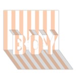 Vertical Stripes - White and Apricot Orange BOY 3D Greeting Card (7x5)