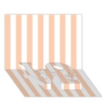 Vertical Stripes - White and Apricot Orange LOVE Bottom 3D Greeting Card (7x5)