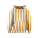 Vertical Stripes - White and Pastel Orange Kid s Pullover Hoodie