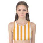 Vertical Stripes - White and Pastel Orange Tank Bikini Top