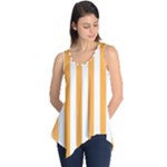Vertical Stripes - White and Pastel Orange Sleeveless Tunic