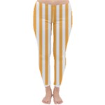 Vertical Stripes - White and Pastel Orange Winter Leggings