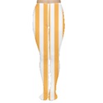 Vertical Stripes - White and Pastel Orange Women s Tights
