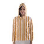 Vertical Stripes - White and Pastel Orange Hooded Wind Breaker (Women)