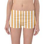 Vertical Stripes - White and Pastel Orange Reversible Boyleg Bikini Bottoms
