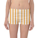 Vertical Stripes - White and Pastel Orange Boyleg Bikini Bottoms