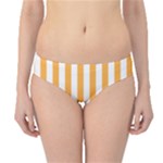 Vertical Stripes - White and Pastel Orange Hipster Bikini Bottoms