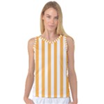 Vertical Stripes - White and Pastel Orange Women s Basketball Tank Top