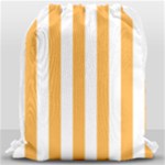 Vertical Stripes - White and Pastel Orange Drawstring Bag (Large)