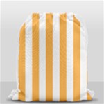 Vertical Stripes - White and Pastel Orange Drawstring Bag (Small)