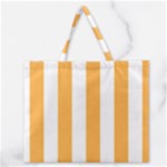 Vertical Stripes - White and Pastel Orange Zipper Large Tote Bag