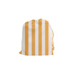 Vertical Stripes - White and Pastel Orange Drawstring Pouch (S)
