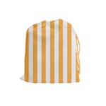 Vertical Stripes - White and Pastel Orange Drawstring Pouch (L)