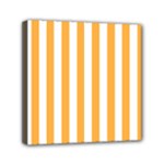 Vertical Stripes - White and Pastel Orange Mini Canvas 6  x 6  (Stretched)