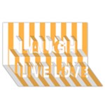 Vertical Stripes - White and Pastel Orange Laugh Live Love 3D Greeting Card (8x4)