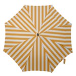 Vertical Stripes - White and Pastel Orange Hook Handle Umbrella (Medium)
