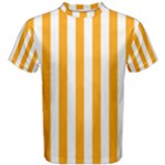 Vertical Stripes - White and Dark Tangerine Orange Men s Cotton Tee