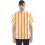 Vertical Stripes - White and Dark Tangerine Orange Men s Sport Mesh Tee