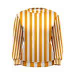 Vertical Stripes - White and Dark Tangerine Orange Women s Sweatshirt