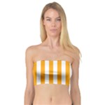 Vertical Stripes - White and Dark Tangerine Orange Bandeau Top