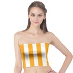 Vertical Stripes - White and Dark Tangerine Orange Tube Top