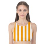 Vertical Stripes - White and Dark Tangerine Orange Tank Bikini Top