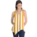 Vertical Stripes - White and Dark Tangerine Orange Sleeveless Tunic
