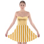 Vertical Stripes - White and Dark Tangerine Orange Strapless Bra Top Dress