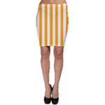 Vertical Stripes - White and Dark Tangerine Orange Bodycon Skirt