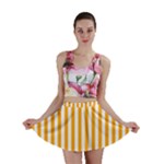 Vertical Stripes - White and Dark Tangerine Orange Mini Skirt