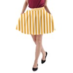 Vertical Stripes - White and Dark Tangerine Orange A-Line Pocket Skirt