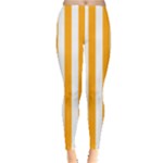 Vertical Stripes - White and Dark Tangerine Orange Women s Leggings
