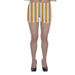 Vertical Stripes - White and Dark Tangerine Orange Skinny Shorts