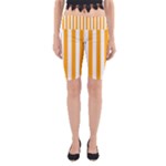 Vertical Stripes - White and Dark Tangerine Orange Yoga Cropped Leggings