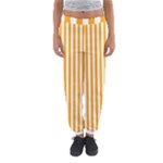 Vertical Stripes - White and Dark Tangerine Orange Women s Jogger Sweatpants