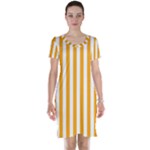 Vertical Stripes - White and Dark Tangerine Orange Short Sleeve Nightdress