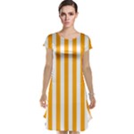 Vertical Stripes - White and Dark Tangerine Orange Cap Sleeve Nightdress