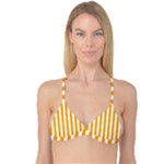 Vertical Stripes - White and Dark Tangerine Orange Reversible Tri Bikini Top