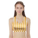 Vertical Stripes - White and Dark Tangerine Orange Women s Sports Bra with Border