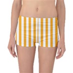 Vertical Stripes - White and Dark Tangerine Orange Boyleg Bikini Bottoms