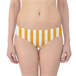 Vertical Stripes - White and Dark Tangerine Orange Hipster Bikini Bottoms