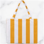 Vertical Stripes - White and Dark Tangerine Orange Mini Tote Bag