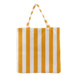 Vertical Stripes - White and Dark Tangerine Orange Grocery Tote Bag