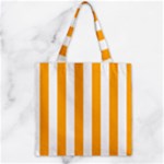Vertical Stripes - White and Dark Tangerine Orange Zipper Grocery Tote Bag