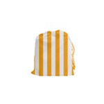 Vertical Stripes - White and Dark Tangerine Orange Drawstring Pouch (XS)
