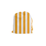 Vertical Stripes - White and Dark Tangerine Orange Drawstring Pouch (S)