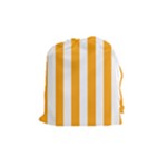 Vertical Stripes - White and Dark Tangerine Orange Drawstring Pouch (M)